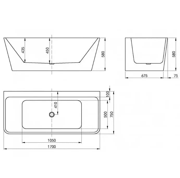 Back To Wall Freestanding Bathtub IS