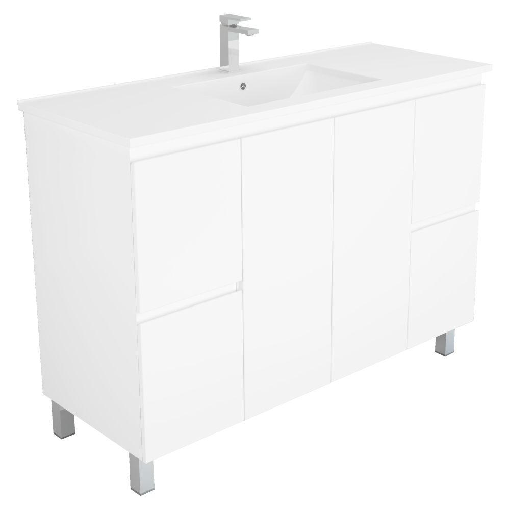 BIANCA PVC 1200mm Floor Standing Vanity Cabinet in Glossy white