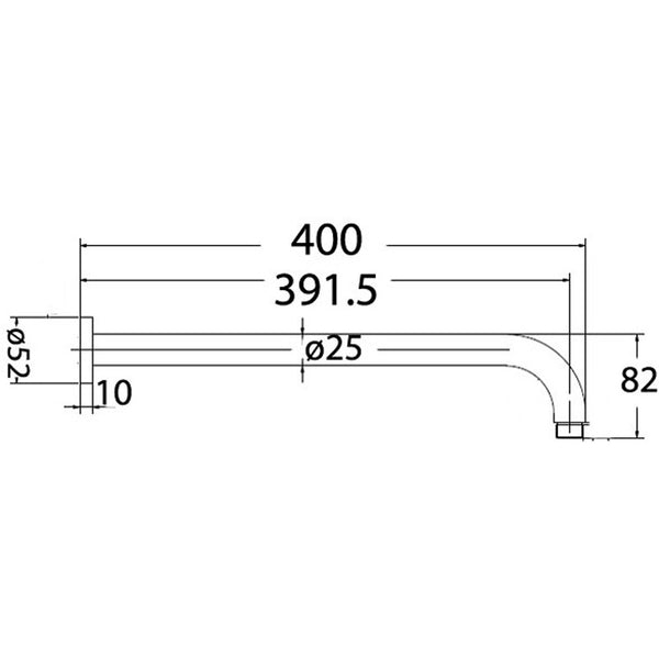 ROUND HORIZONTAL SHOWER ARM 400MM CHROME & COLOURED