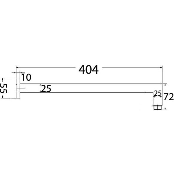 SQUARE HORIZONTAL SHOWER ARM 400MM CHROME & COLOURED