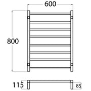 HEATED TOWEL RAIL MATTE BLACK FIL Kitchen Bathroom