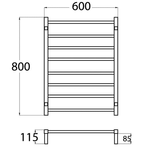 HEATED TOWEL RAIL MATTE BLACK FIL Kitchen Bathroom