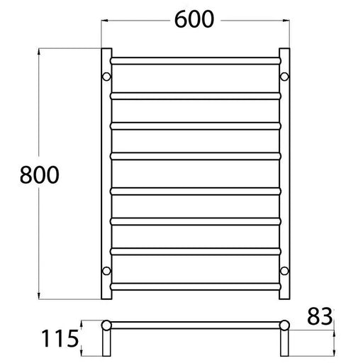 HEATED TOWEL RAIL MATTE BLACK FIL Kitchen Bathroom