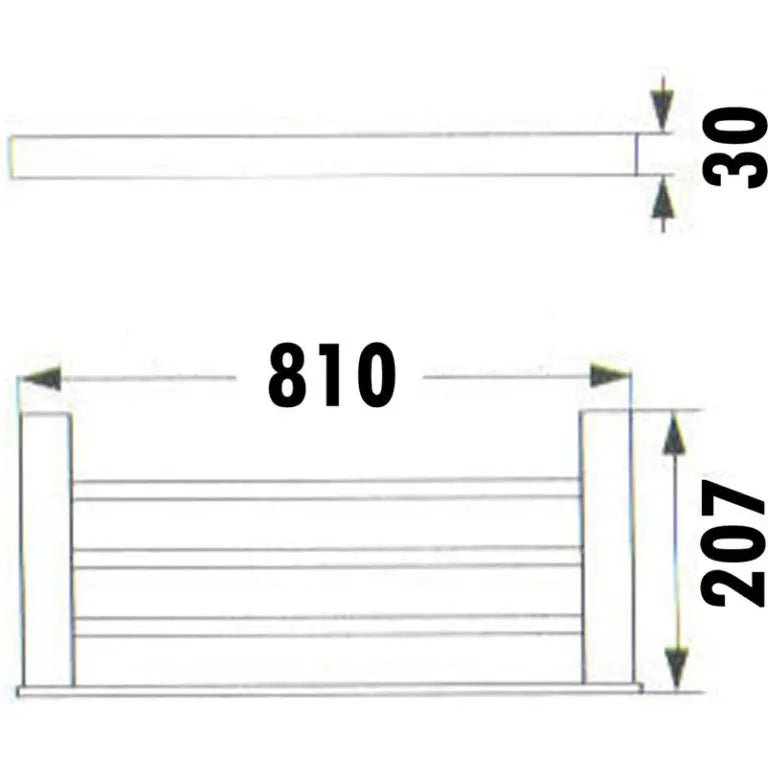ROSA TOWEL SHELF 600MM CHROME / MATTE BLACK FIL Kitchen Bathroom