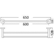 OTUS DOUBLE TOWEL RAIL 600MM CHROME & COLOURED FIL Kitchen Bathroom
