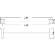 SARA DOUBLE TOWEL RAIL 750MM CHROME FIL Kitchen Bathroom