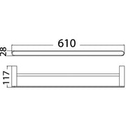 DOVE DOUBLE TOWEL RAIL 600MM CHROME FIL Kitchen Bathroom