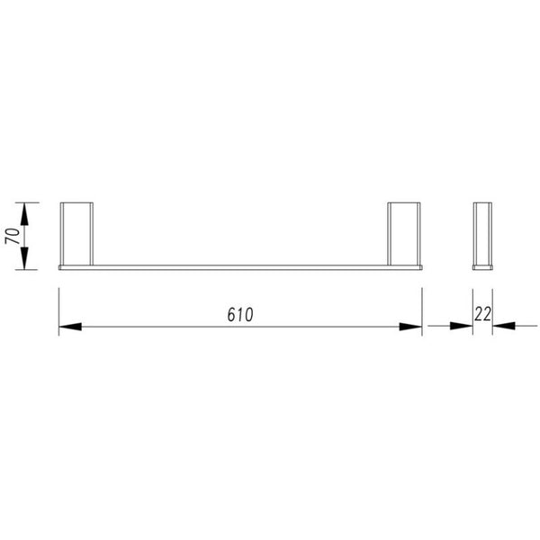 AIKO SINGLE TOWEL RAIL 600MM CHROME