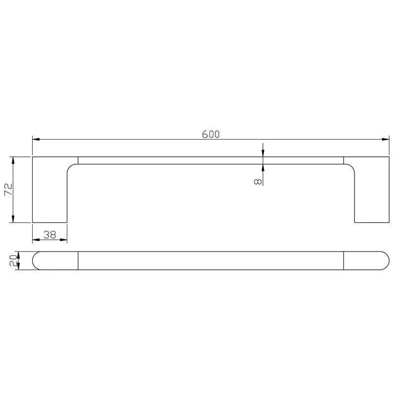 CORA SINGLE TOWEL RAIL 600MM CHROME & COLOURED FIL Kitchen Bathroom