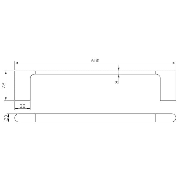 CORA SINGLE TOWEL RAIL 600MM CHROME & COLOURED