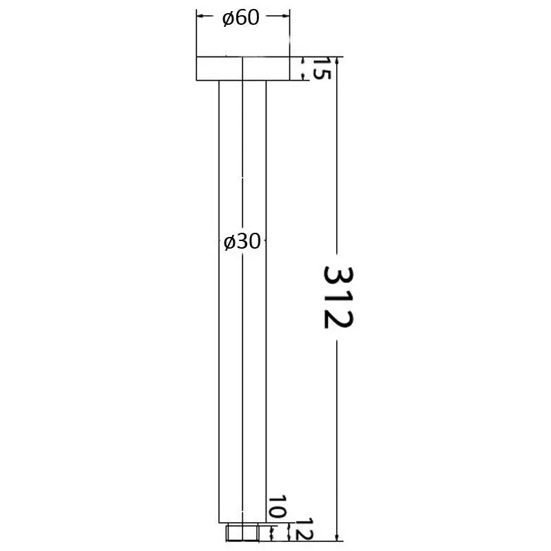 ROUND VERTICAL SHOWER ARM 300MM CHROME & COLOURED FIL Kitchen Bathroom