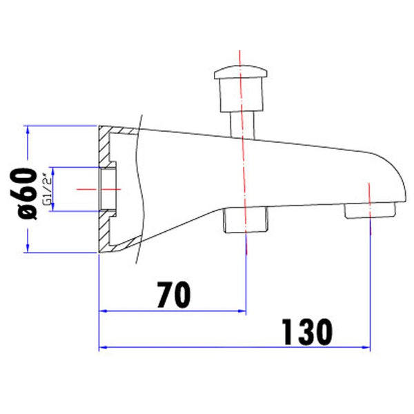 YALE ROUND BATH SPOUT WITH DIVERTER CHROME