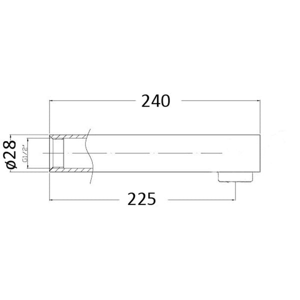 YALE BATH SPOUT 240MM CHROME