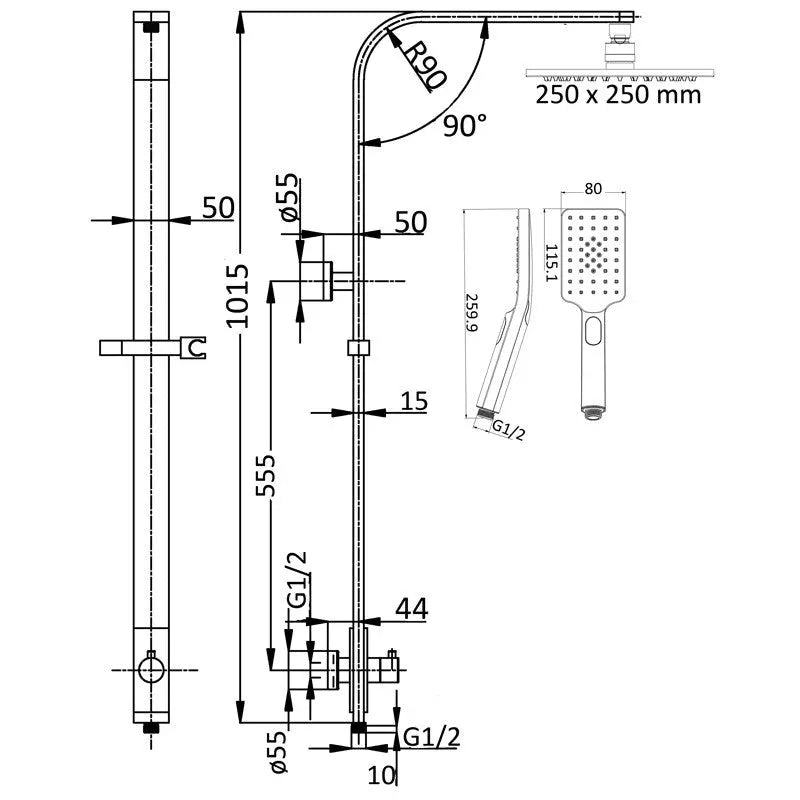 SETO COMBO SHOWER SET CHROME FIL Kitchen Bathroom