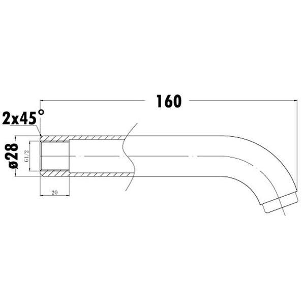 YALE L-CYLINDA BATH SPOUT 160MM CHROME