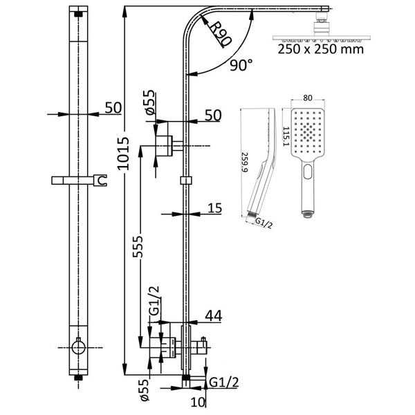 SETO COMBO SHOWER SET CHROME