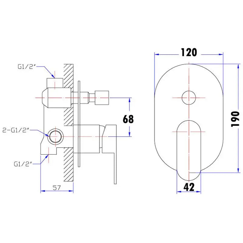 PINE WALL MIXER WITH DIVERTER CHROME FIL Kitchen Bathroom