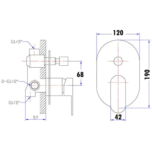 PINE WALL MIXER WITH DIVERTER CHROME FIL Kitchen Bathroom
