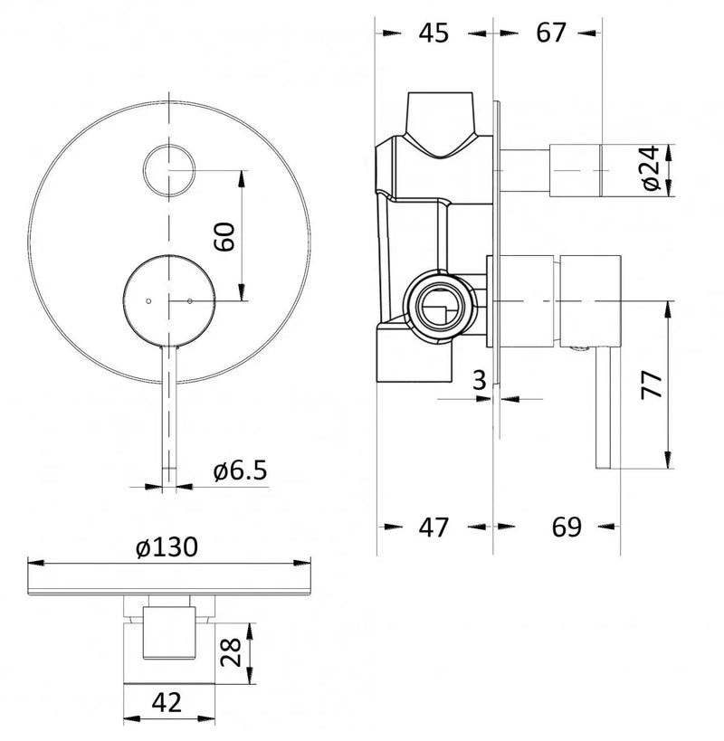 HALI WALL MIXER WITH DIVERTER CHROME AND COLOURED FIL Kitchen Bathroom