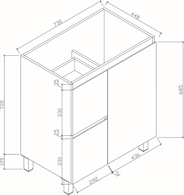 BIANCA 75cm Floor Standing Vanity Cabinet ( RHD )