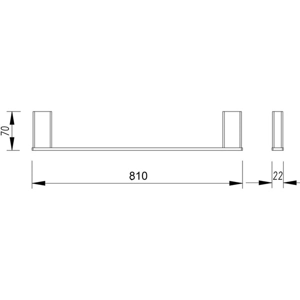 AIKO SINGLE TOWEL RAIL 800MM CHROME