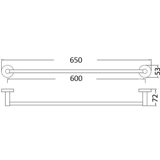 OTUS SINGLE TOWEL RAIL 600MM MATTE BLACK FIL Kitchen Bathroom