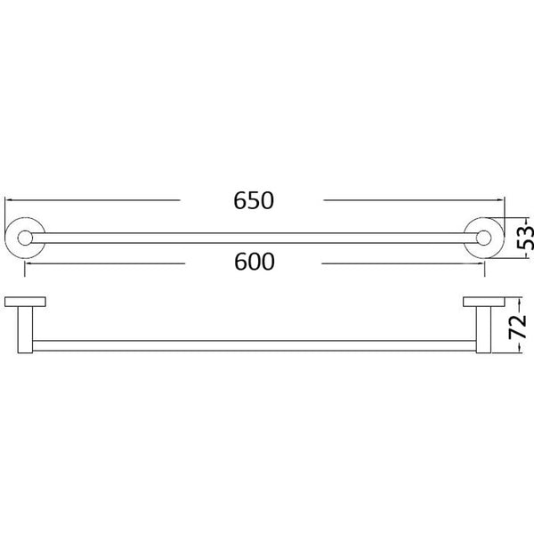 OTUS SINGLE TOWEL RAIL 600MM MATTE BLACK