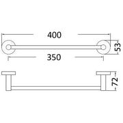 OTUS SINGLE TOWEL RAIL 350MM CHROME & COLOURED FIL Kitchen Bathroom