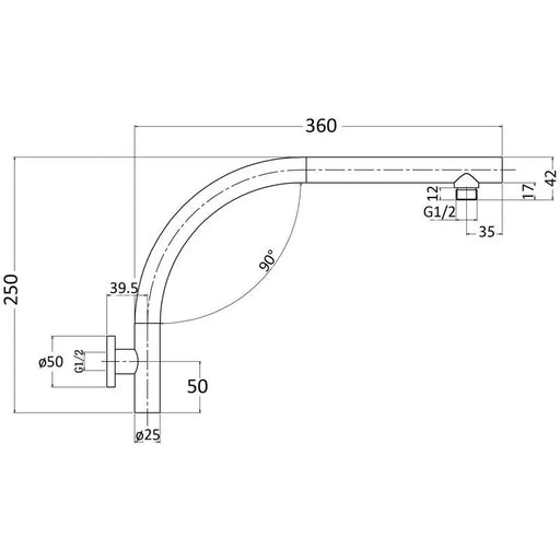 ROUND CURVED SHOWER ARM CHROME FIL Kitchen Bathroom