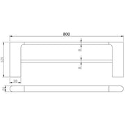 CORA DOUBLE TOWEL RAIL 800MM CHROME & COLOURED FIL Kitchen Bathroom