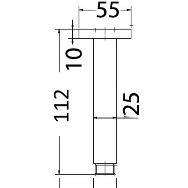 SQUARE VERTICAL SHOWER ARM 100MM CHROME