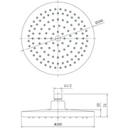 OTUS ROUND PLASTIC SHOWER HEAD 200MM CHROME FIL Kitchen Bathroom