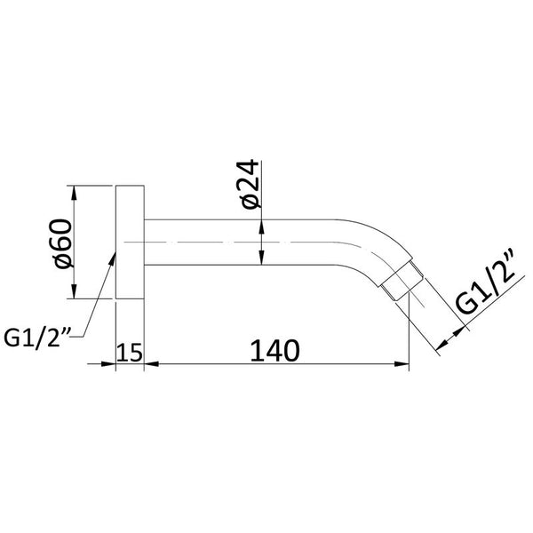 ROUND CURVED SHOWER ARM CHROME