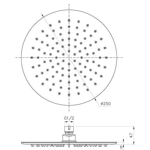 KARA ROUND STAINLESS STEEL SHOWER HEAD 250MM CHROME FIL Kitchen Bathroom