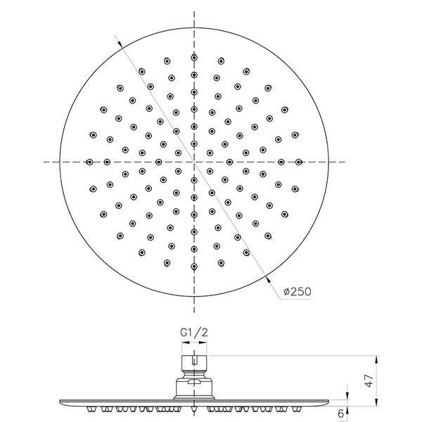 KARA ROUND STAINLESS STEEL SHOWER HEAD 250MM CHROME