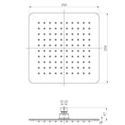 SETO SQUARE STAINLESS STEEL SHOWER HEAD 250MM CHROME FIL Kitchen Bathroom