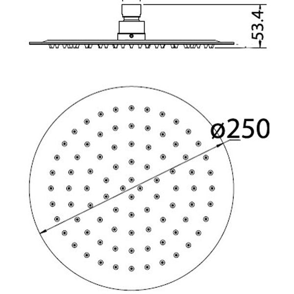 DOVE ROUND STAINLESS STEEL SHOWER HEAD 250MM CHROME