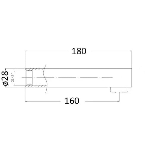 YALE CYLINDA BATH SPOUT 180MM CHROME / MATTE BLACK FIL Kitchen Bathroom