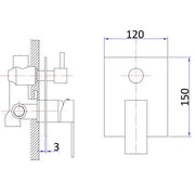 ROSA SQUARE BATH/SHOWER MIXER WITH DIVERTER CHROME / MATTE BLACK FIL Kitchen Bathroom