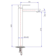 ROSA SLIM SQUARE HIGH RISE BASIN MIXER CHROME FIL Kitchen Bathroom
