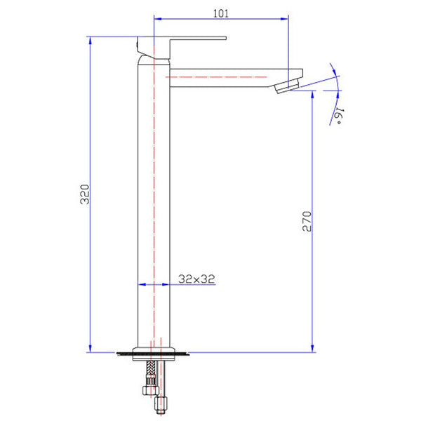 ROSA SLIM SQUARE HIGH RISE BASIN MIXER CHROME