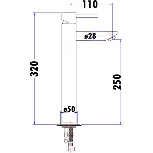 OTUS PIN HANDLE HIGH RISE BASIN MIXER CHROME / MATTE BLACK FIL Kitchen Bathroom