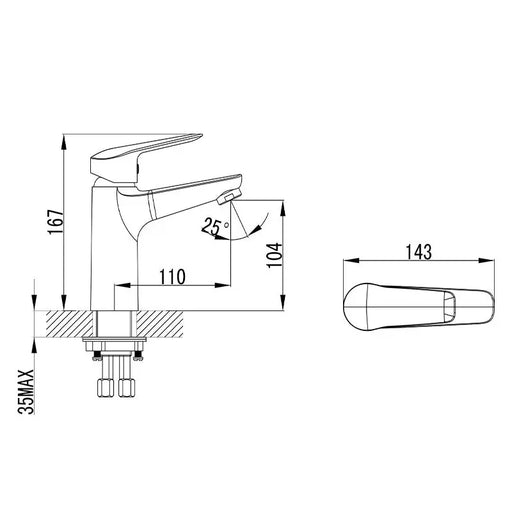 SULU BASIN MIXER CHROME FIL Kitchen Bathroom