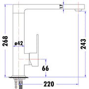 ROSA HIGH RISE SQUARE SINK MIXER CHROME FIL Kitchen Bathroom