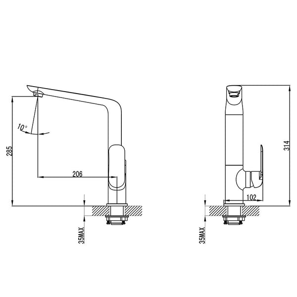 KARA SINK MIXER CHROME AND COLOURED