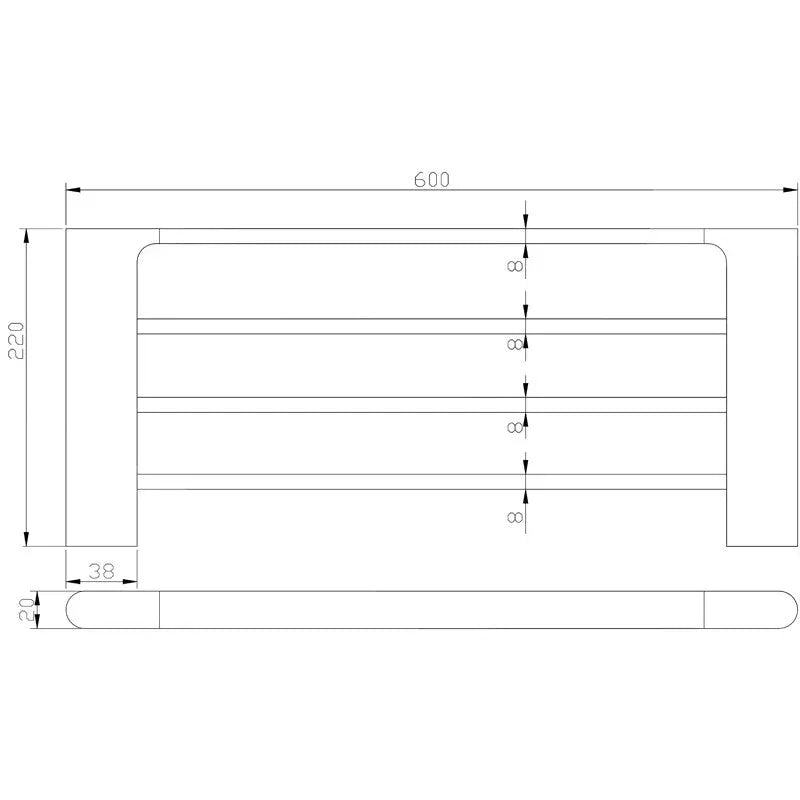 CORA TOWEL RACK 600MM CHROME & COLOURED FIL Kitchen Bathroom