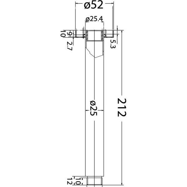 ROUND VERTICAL SHOWER ARM 200MM CHROME