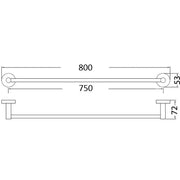 OTUS SINGLE TOWEL RAIL 750MM CHROME & COLOURED FIL Kitchen Bathroom