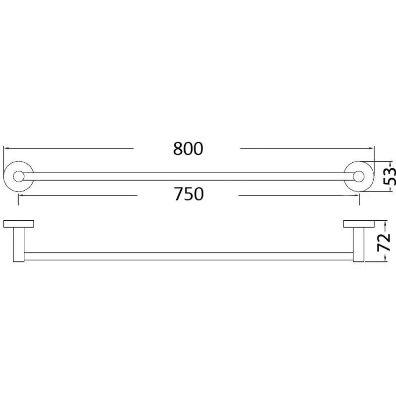 OTUS SINGLE TOWEL RAIL 750MM CHROME & COLOURED FIL Kitchen Bathroom