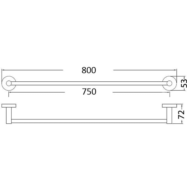 OTUS SINGLE TOWEL RAIL 750MM CHROME & COLOURED